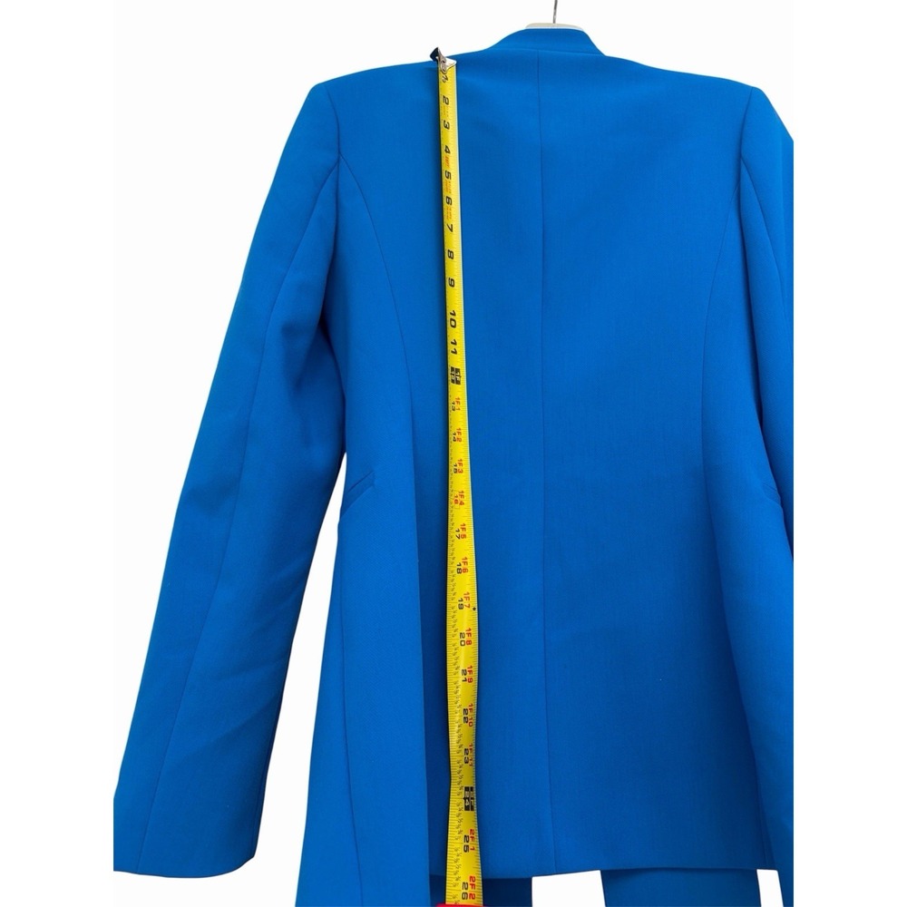 Zara Teal Blue Green 100% Polyester Blazer Jacket Hook & Eye Size XS - Picture 8 of 9